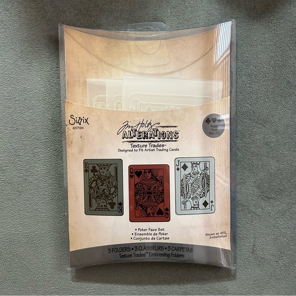 Sizzix Tim Holtz 3 pcs Alteration Texture Trades Poker Face Set - Picture 2 of 12